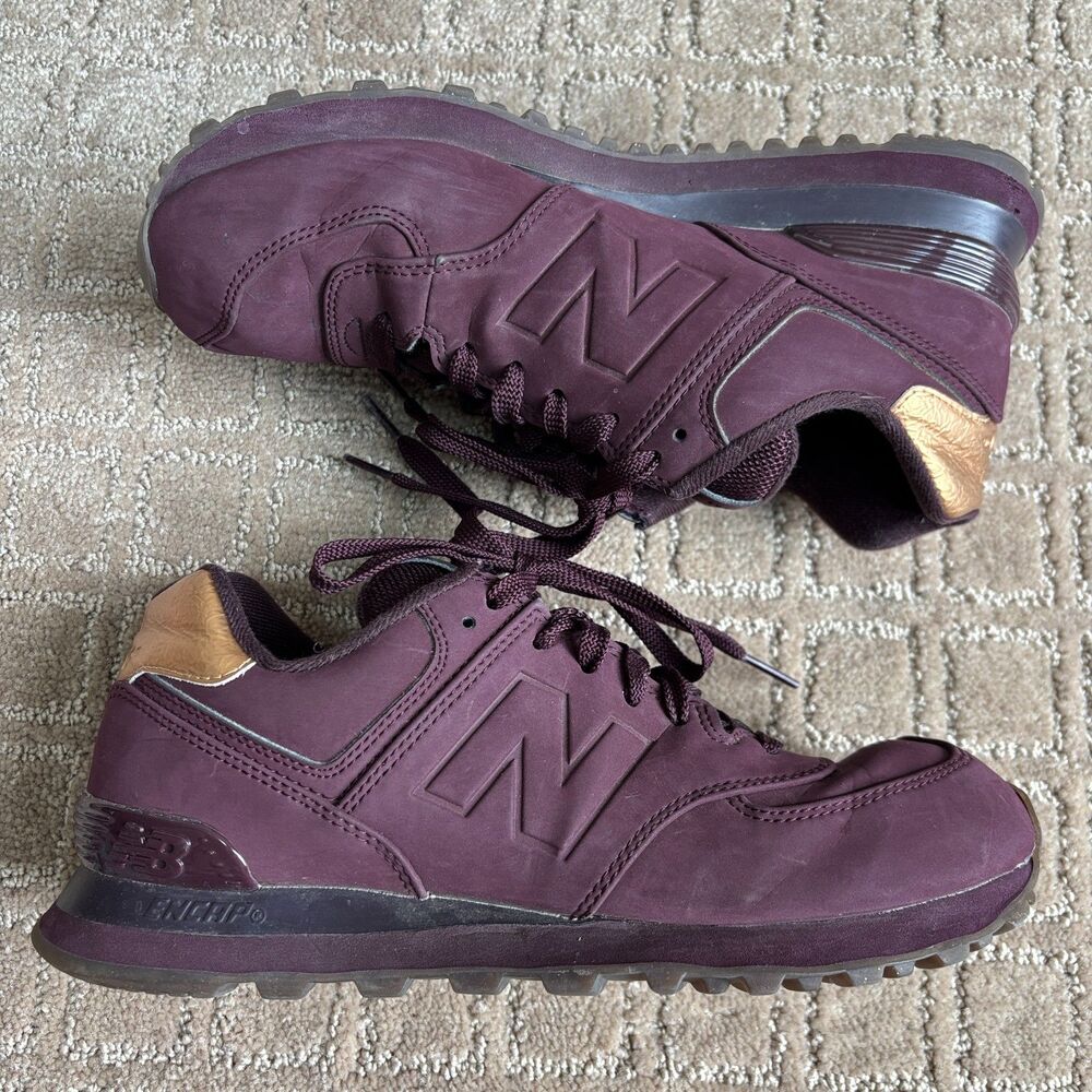 New Balance 574 Encap Sneakers Women's 9 Maroon Gold Classic Casual Athletic